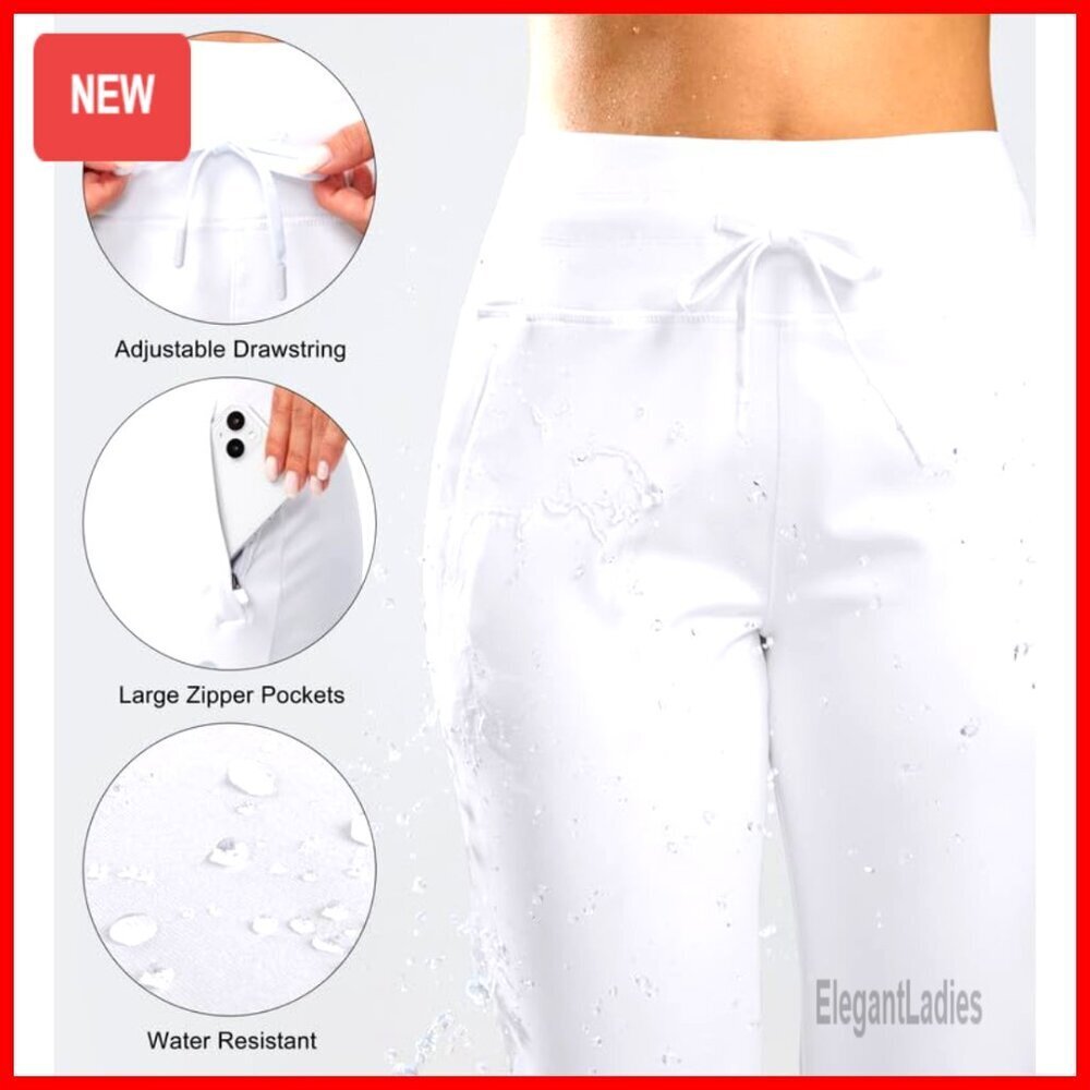 Fleece Lined Joggers High Waisted Water Resistant Thermal Winter Sweatpants - Picture 4 of 7
